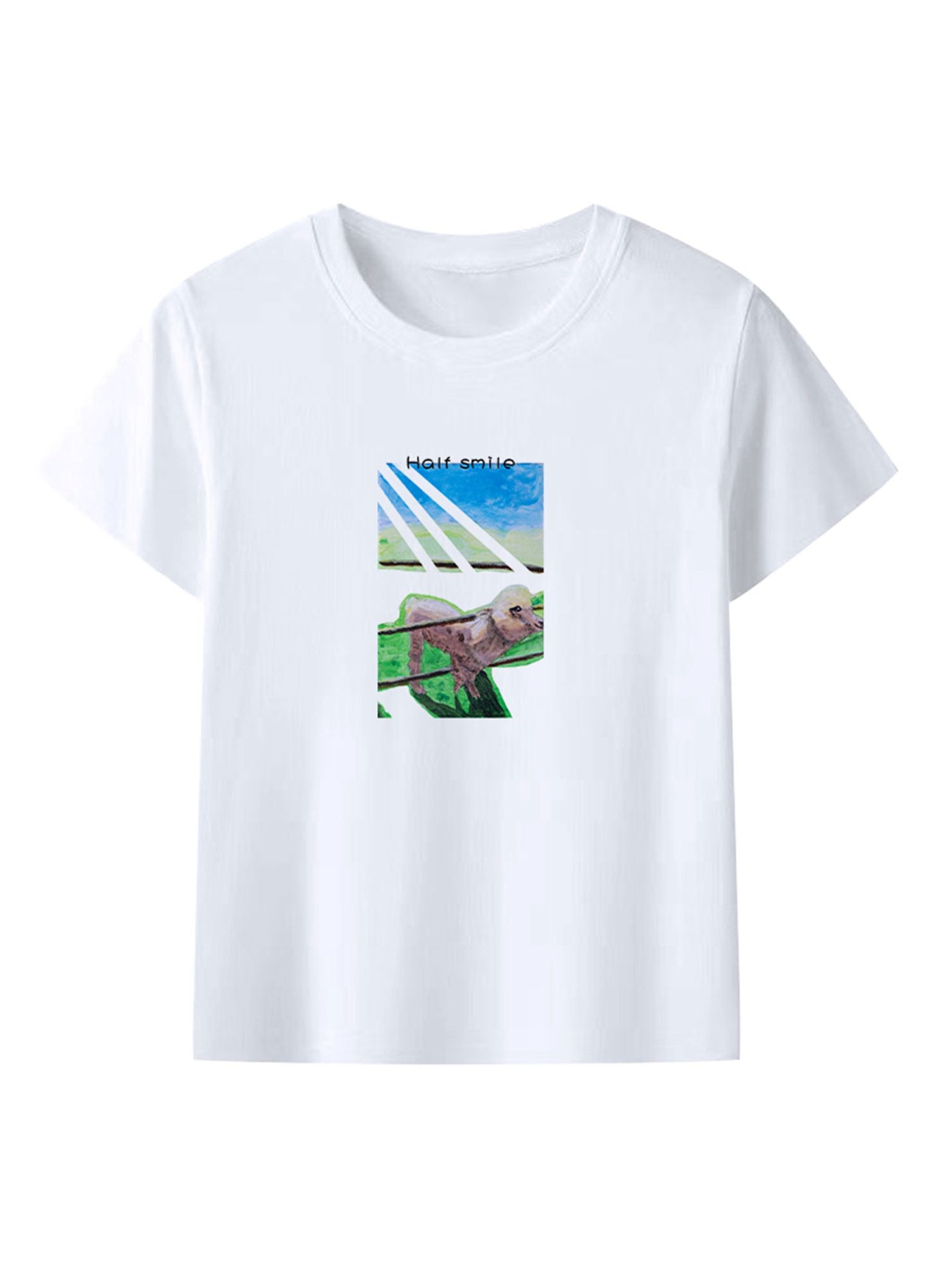 Alpaca Print Unisex White Crewneck T-Shirt